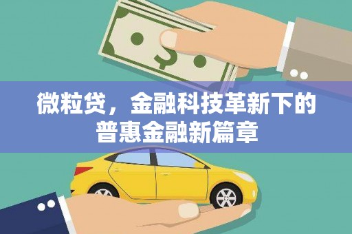 光泽微粒贷，金融科技革新下的普惠金融新篇章