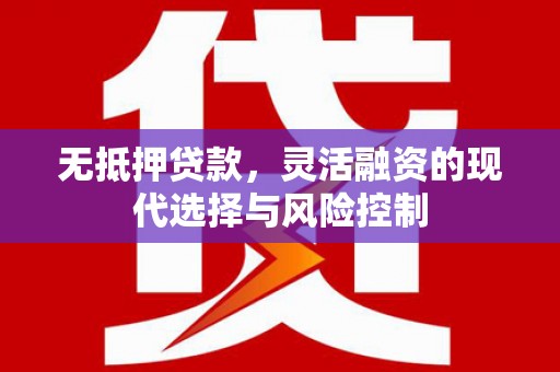 新建无抵押贷款，灵活融资的现代选择与风险控制