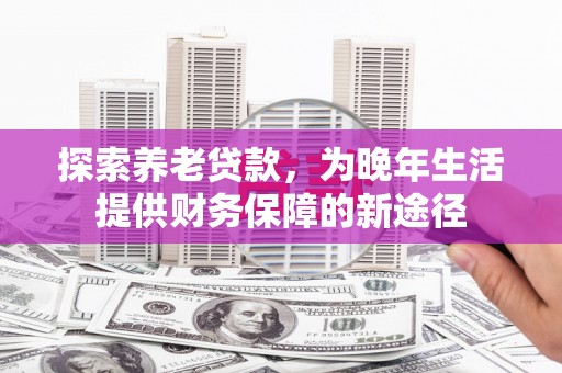 浦江探索养老贷款，为晚年生活提供财务保障的新途径